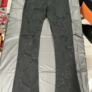 Black Men Skinny Ripped Jeans by Black